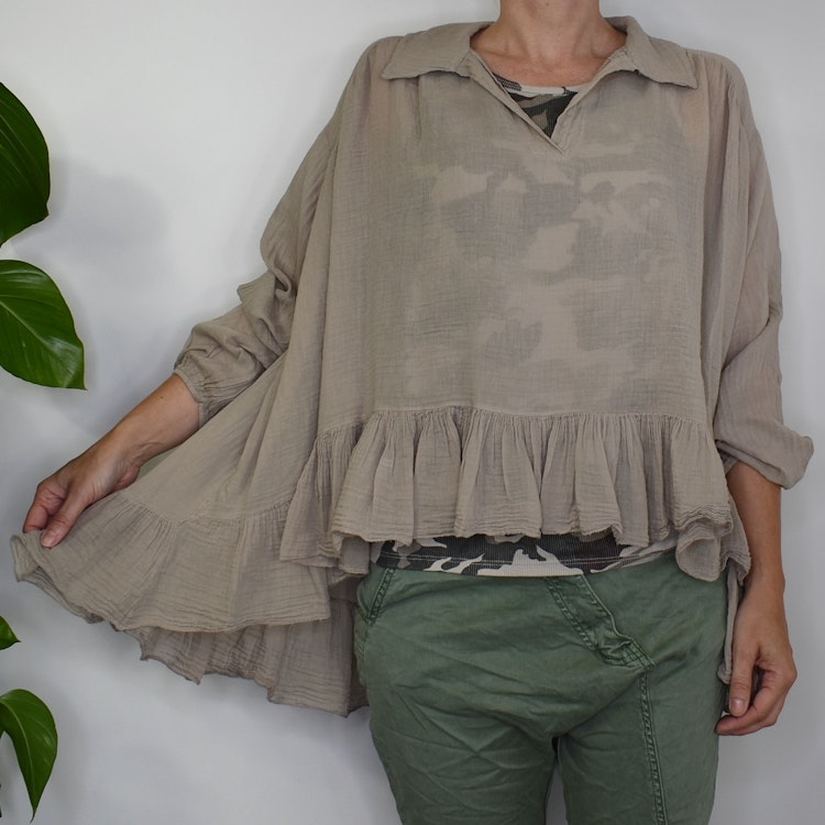 Bomullsblus Heather BEIGE - Stajl Agenturer