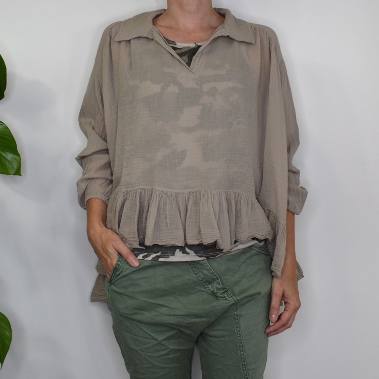 Bomullsblus Heather BEIGE - Stajl Agenturer