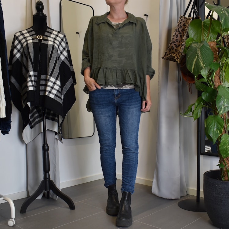 Bomullsblus Heather KAKIGRÖN - Stajl Agenturer
