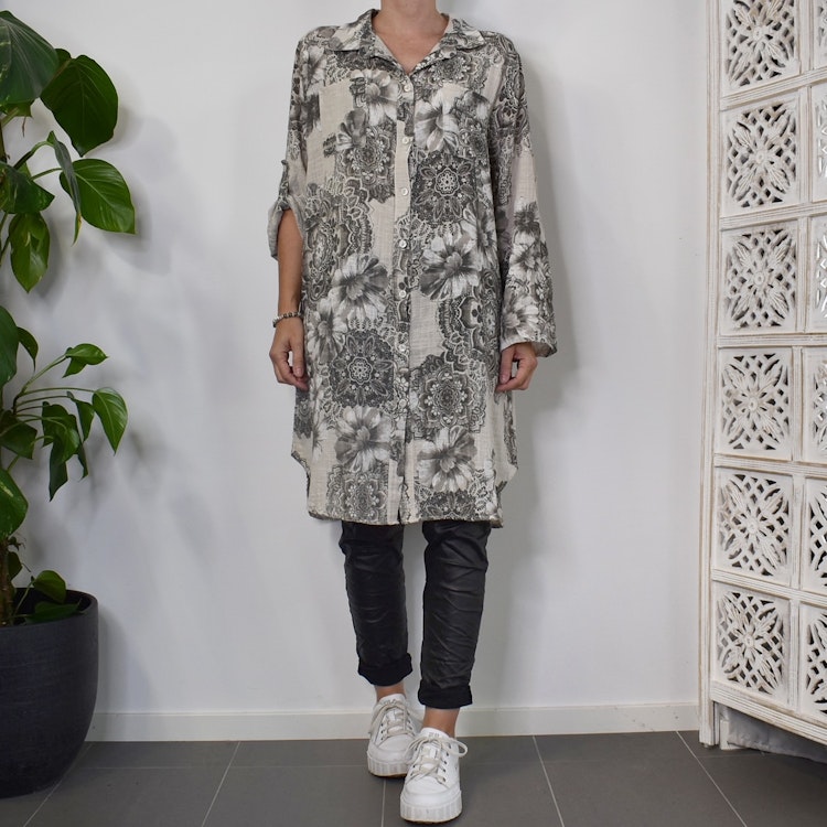 Långskjorta Milou Mandala BEIGE - Mix By Heart