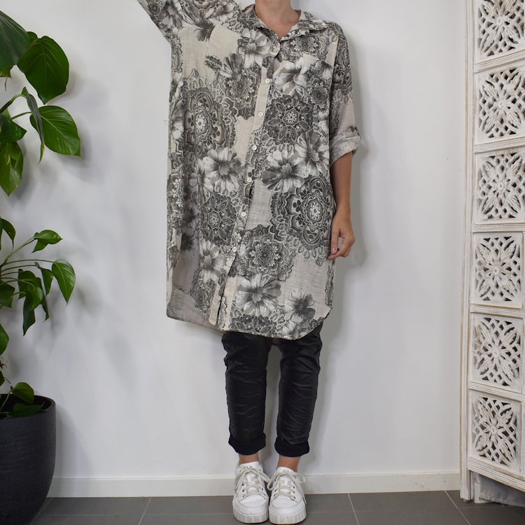 Långskjorta Milou Mandala BEIGE - Mix By Heart