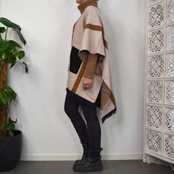 Poncho-sjal med fickor BEIGE