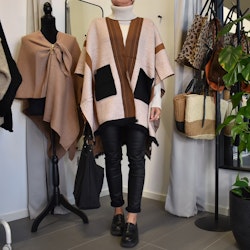 Poncho-sjal med fickor BEIGE