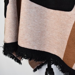 Poncho-sjal med fickor BEIGE