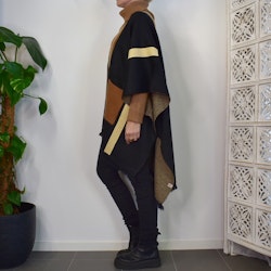 Poncho-sjal med fickor SVART