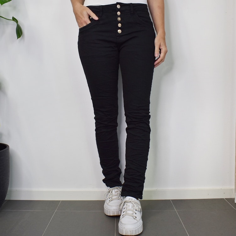 Jeans med knappmix SVART/GULD - Place du Jour