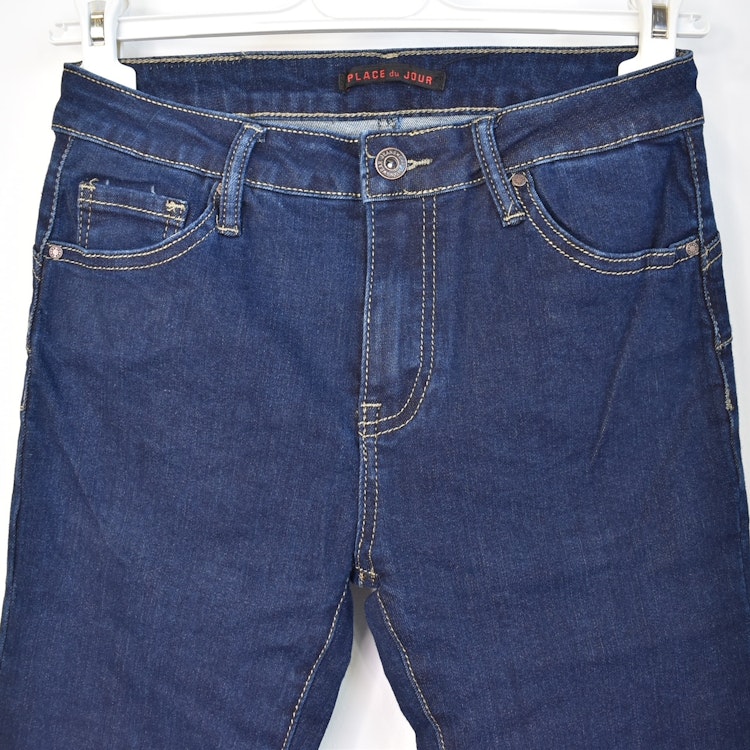 Jeans Slim med gylf MÖRK BLÅ - Place du Jour