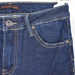 Jeans Slim med gylf MÖRK BLÅ - Place du Jour