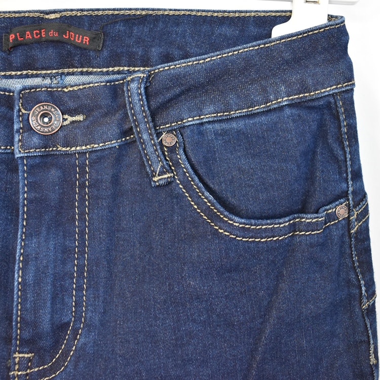 Jeans Slim med gylf MÖRK BLÅ - Place du Jour