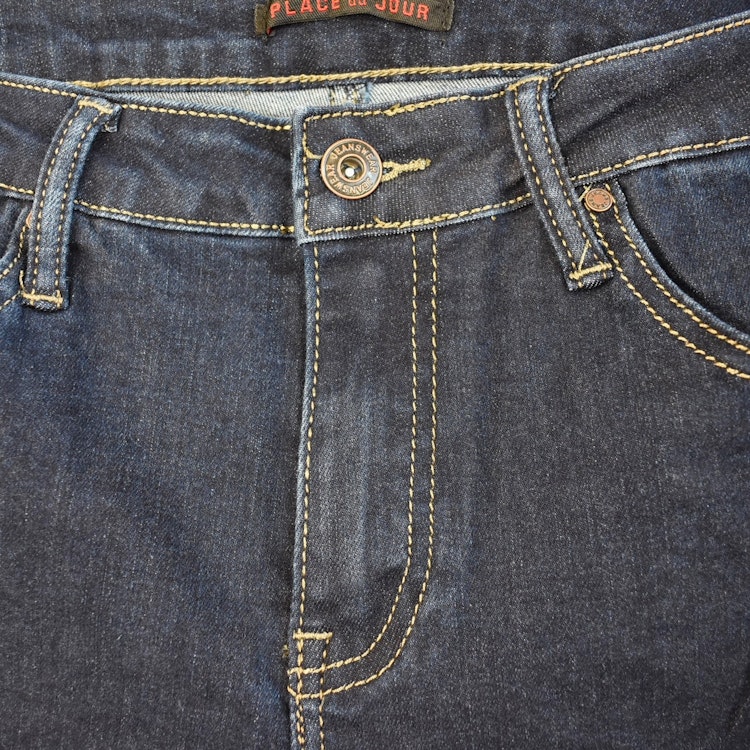 Jeans Slim med gylf MÖRK BLÅ - Place du Jour