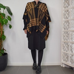 Poncho-sjal Rutig SVART/CAMEL