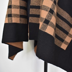 Poncho-sjal Rutig SVART/CAMEL