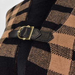 Poncho-sjal Rutig SVART/CAMEL