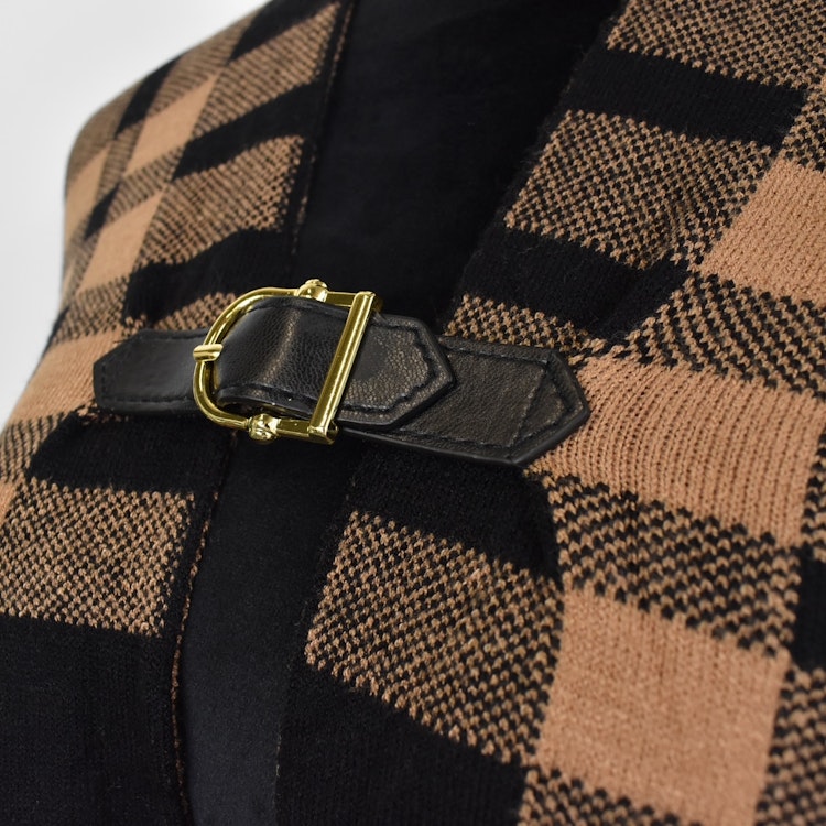 Poncho-sjal Rutig SVART/CAMEL