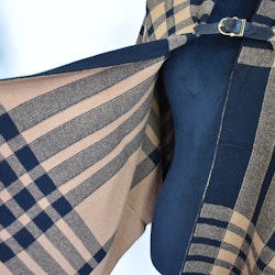 Poncho-sjal Rutig SVART/CAMEL