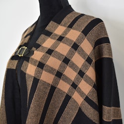 Poncho-sjal Rutig SVART/CAMEL