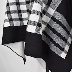 Poncho-sjal Rutig SVART/VIT