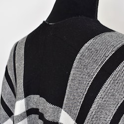 Poncho-sjal Rutig SVART/VIT