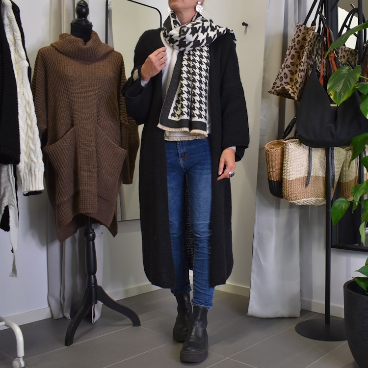 Halsduk Dogtooth SVART/ECRU