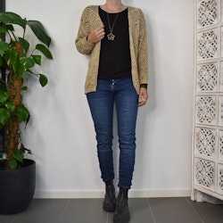 Mönsterstickad Kofta Lurex BEIGE