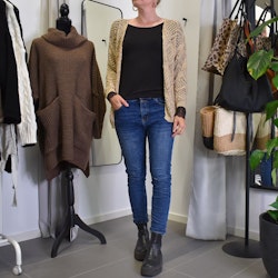 Mönsterstickad Kofta Lurex BEIGE