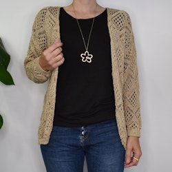 Mönsterstickad Kofta Lurex BEIGE