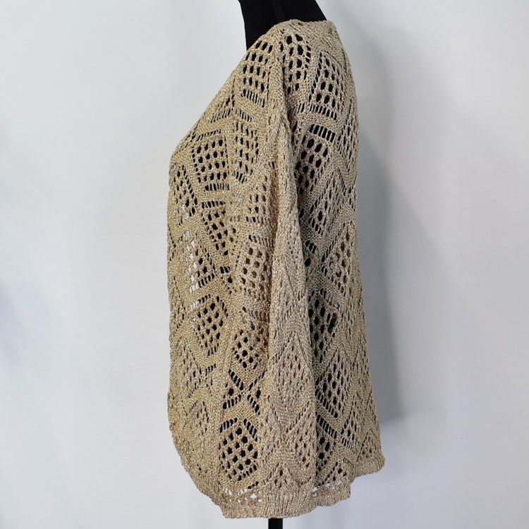 Mönsterstickad Kofta Lurex BEIGE