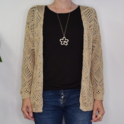 Mönsterstickad Kofta Lurex BEIGE