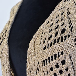 Mönsterstickad Kofta Lurex BEIGE