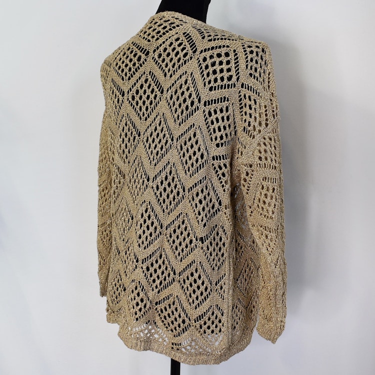 Mönsterstickad Kofta Lurex BEIGE