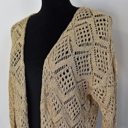 Mönsterstickad Kofta Lurex BEIGE