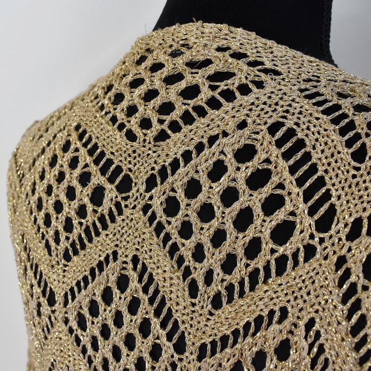 Mönsterstickad Kofta Lurex BEIGE