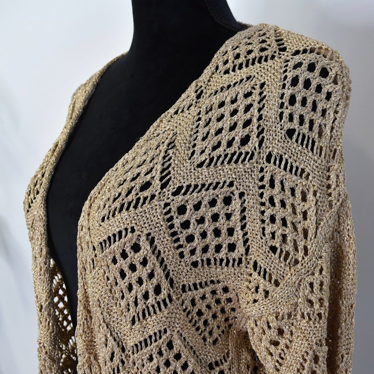 Mönsterstickad Kofta Lurex BEIGE