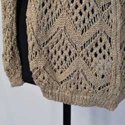 Mönsterstickad Kofta Lurex BEIGE