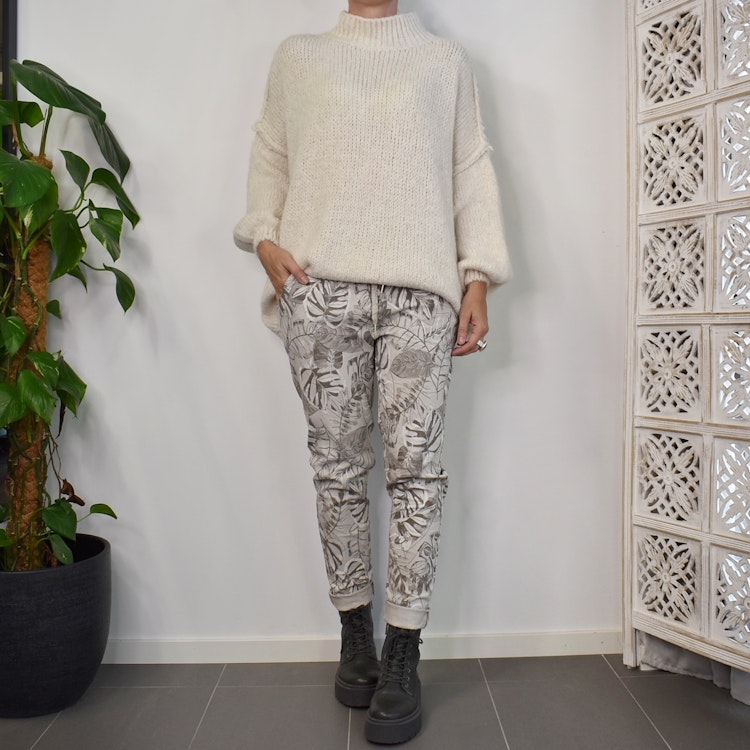 Stretchig byxa Mönstrad BEIGE