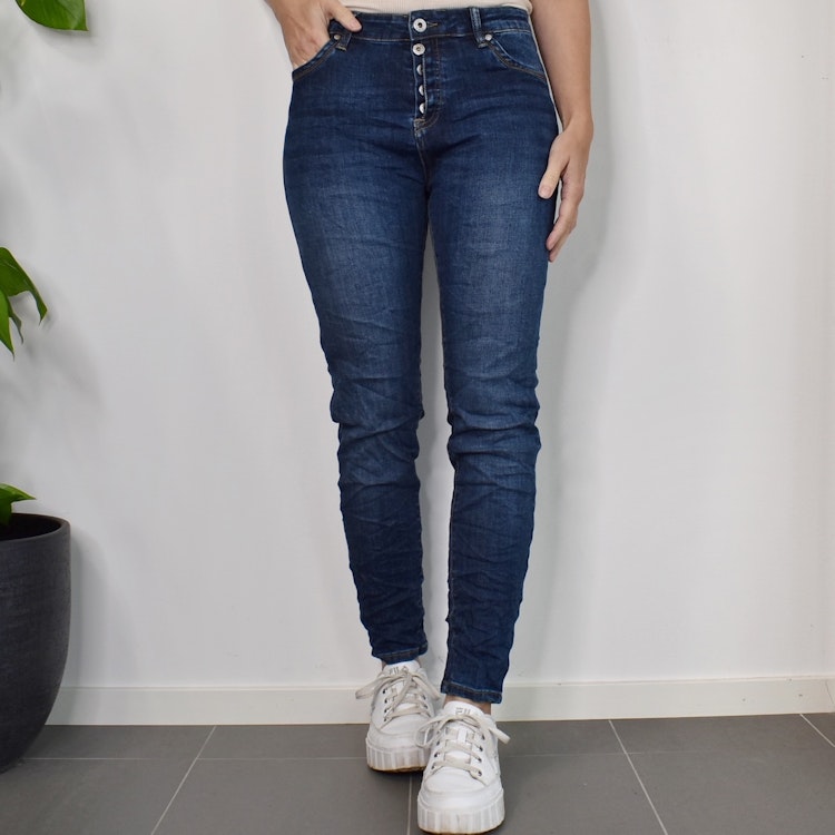 Jeans Jogger med knappar MÖRK BLÅ - Newplay