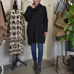 Stickad Tröja med Fickor Over Sized SVART