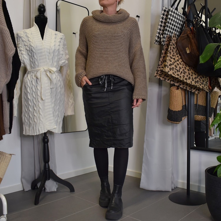 Stickad Tröja Halvpolo MOCCA