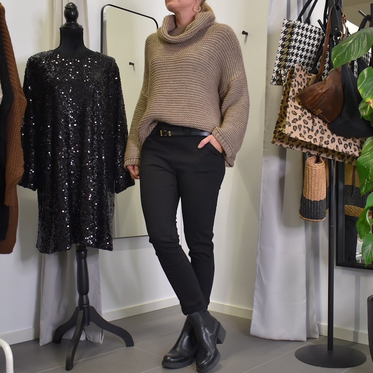 Leggings med Fickor och Skärp SVART