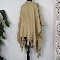 Poncho-sjal med Fransar BEIGE