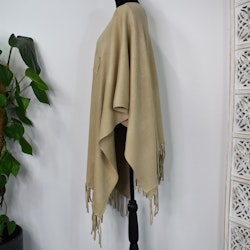 Poncho-sjal med Fransar BEIGE