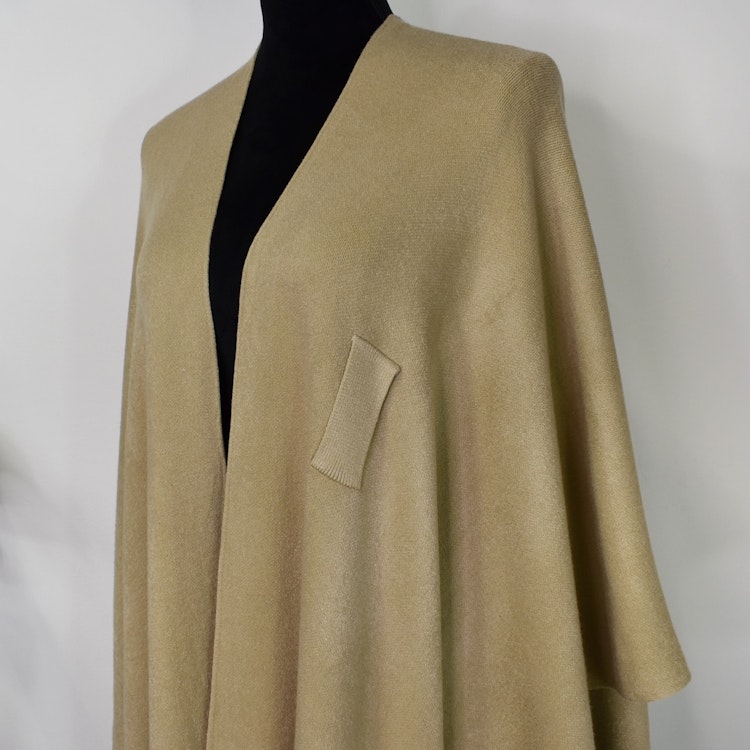 Poncho-sjal med Fransar BEIGE