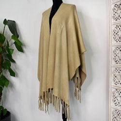 Poncho-sjal med Fransar BEIGE