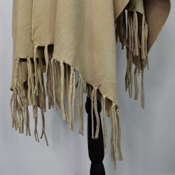 Poncho-sjal med Fransar BEIGE