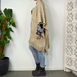 Poncho-sjal Mönsterstickad TAUPE