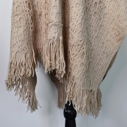 Poncho-sjal Mönsterstickad TAUPE