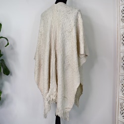 Poncho-sjal Mönsterstickad BEIGE