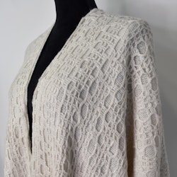 Poncho-sjal Mönsterstickad BEIGE