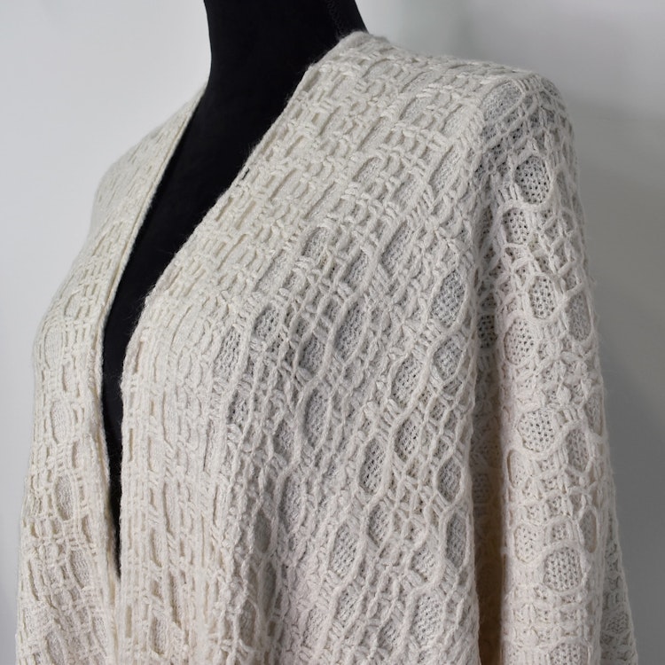 Poncho-sjal Mönsterstickad BEIGE