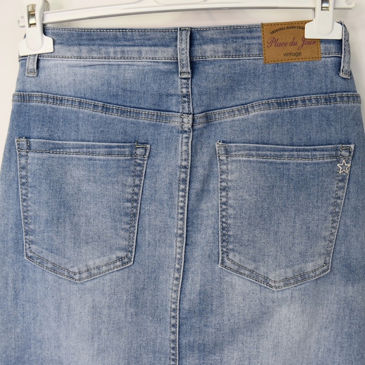 Jeanskjol med slits LJUS BLÅ - Place du Jour